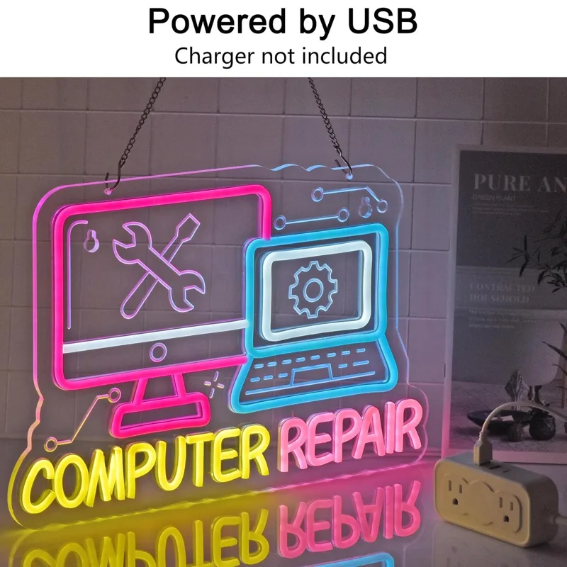 Computer Repair Neon Sign USB  - đánh giá và giá Electronics Repair Store